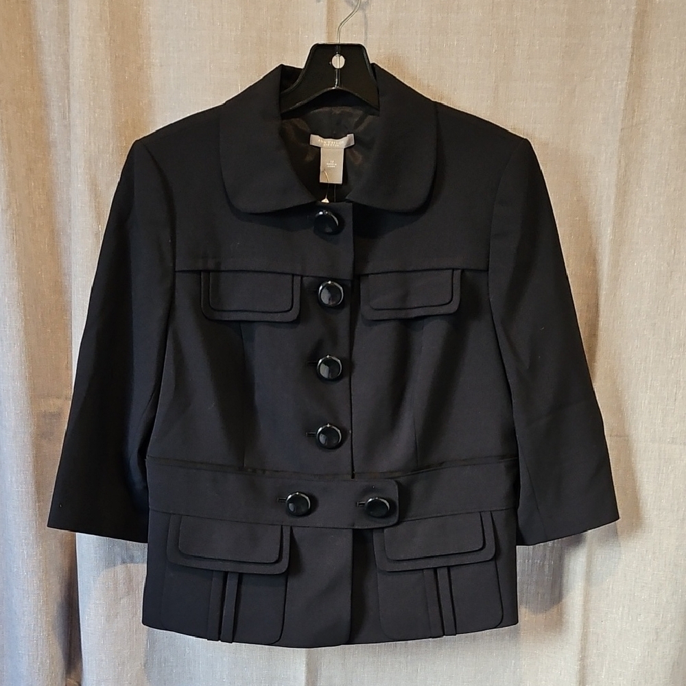 Ann Taylor Navy Blue Blazer Structured Tailored